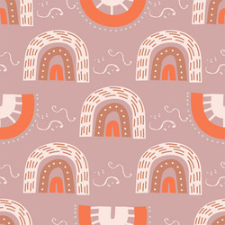 seamless pattern with rainbows clouds and stars vector image