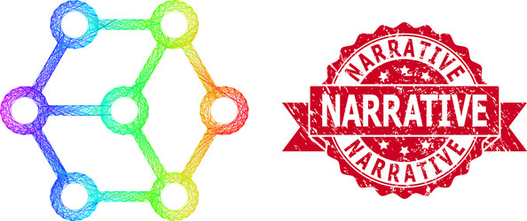 textured narrative stamp and multicolored linear vector image