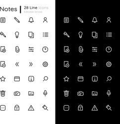 notes linear icons set for dark and light mode vector