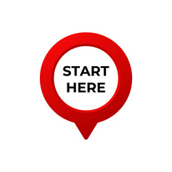 red circular pointer icon with start here vector image