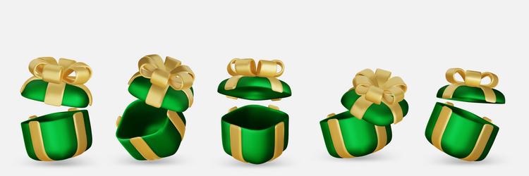 set of realistic 3d render gift boxes green vector image