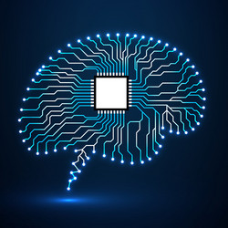 neon brain cpu circuit board abstract vector image