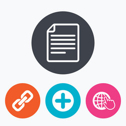 plus circle and hyperlink signs file globe vector image