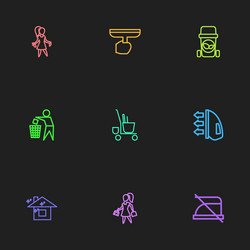 set of 9 editable cleanup outline icons includes vector image