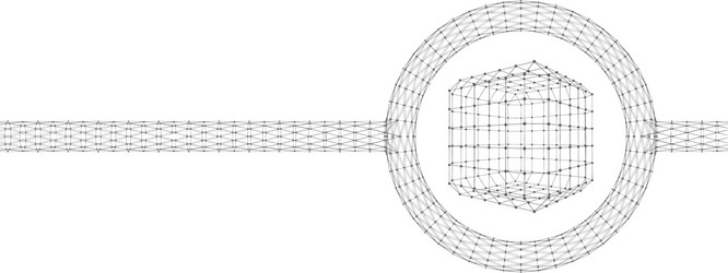 cube of lines and dots molecular lattice vector image