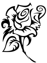 Elegant Black Rose Silhouette Vector Image