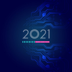 2021 happy new year text design with circuit vector image