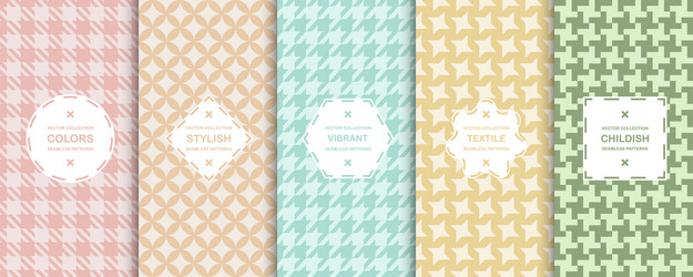 Collection colorful seamless textile patterns vector