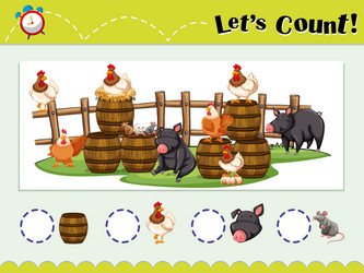 game template for counting animals vector