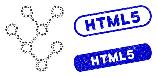 oval mosaic binary tree with distress html5 stamps vector image