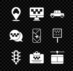 set location with taxi computer call service car vector image