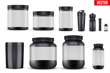 set mockup sport vitamin containers vector