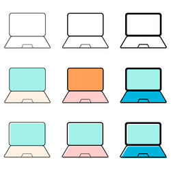 set of laptop flat web icon notebook computer vector image