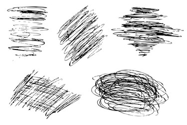 thin line black hand draw abstract shape set 5 vector image