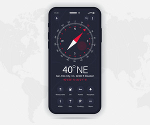 compass app ui ux gui concept map gps vector image
