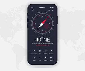 Compass app ui ux gui concept map gps vector