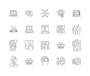 IT Infrastructure Line Icons - Servers & Networkin vector image