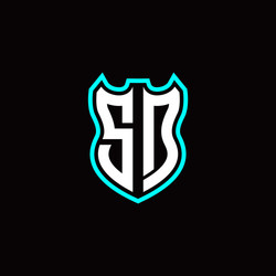 s d initial logo design with shield shape vector image
