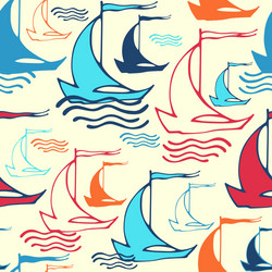 seamless pattern with decorative retro sailing vector image