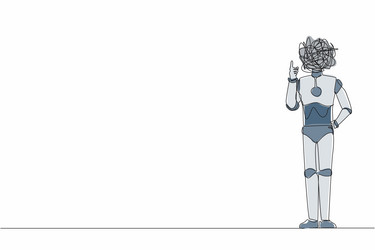 single continuous line drawing robot with round vector image