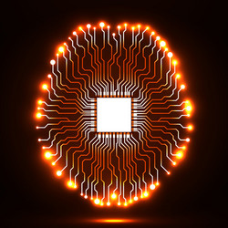 neon brain cpu circuit board abstract vector image