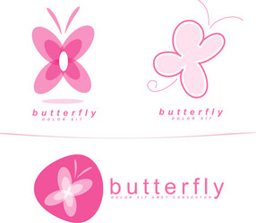 pink butterfly icon logo vector