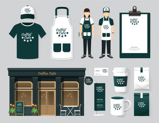 restaurant cafe set shop front design flyer menu vector