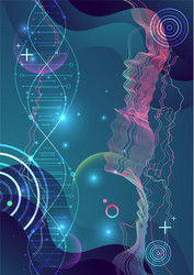 Science template wallpaper or banner with a dna vector