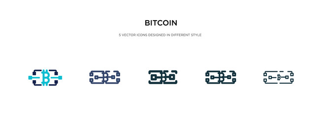 bitcoin icon in different style two colored vector image
