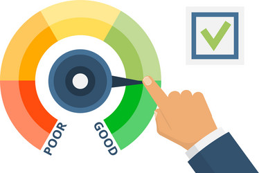 man hand with pointer next to checkbox analysis vector