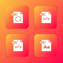 set gif file document xsl html and otf icon vector image