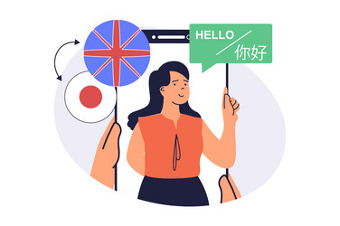 studying foreign language online web concept vector image