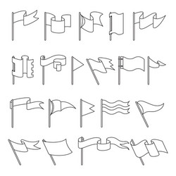 waving flags and pennants set direction pointer vector image