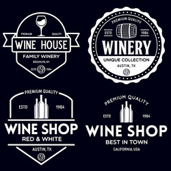 wine winery logo or icon emblem label for menu Vector Image