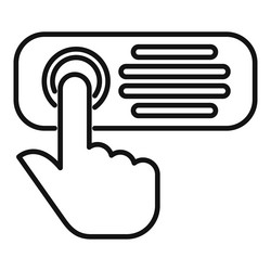 hand pushing round button on control panel icon vector image