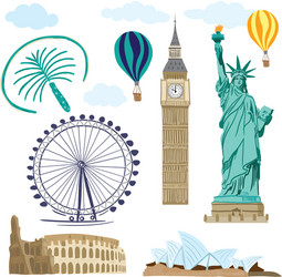 Collection set of london landmarks Royalty Free Vector Image