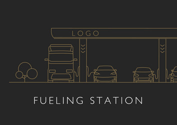 Refueling gas station with cars and trucks vector