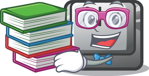 student with book button n in cartoon shape vector