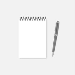 wire bound blank a5 notebook with pen realistic vector