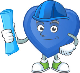 Cheerful architect blue love cartoon character vector