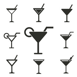 Cocktail drinks black web icon set Royalty Free Vector Image