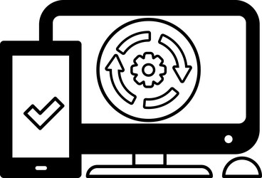 computer monitor and a cell phone are displayed vector image