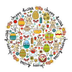 easter icon and handwritten word happy o Vector Image