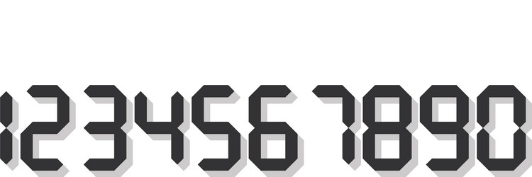 grey digital numbers seven-segment vector image