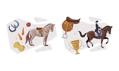 jockey club with man riding horse sitting Vector Image