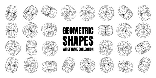 wireframe lined shapes perspective mesh 3d grid vector image