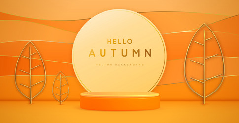 autumn showcase background with 3d podium vector image