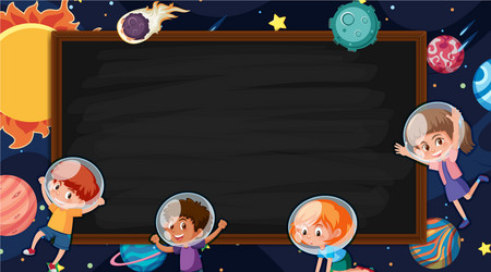 border template with space theme in background vector image