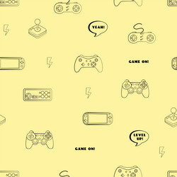 cute seamless outline pattern in pixel game style vector image