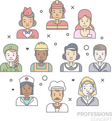 Avatar professions icon set Royalty Free Vector Image